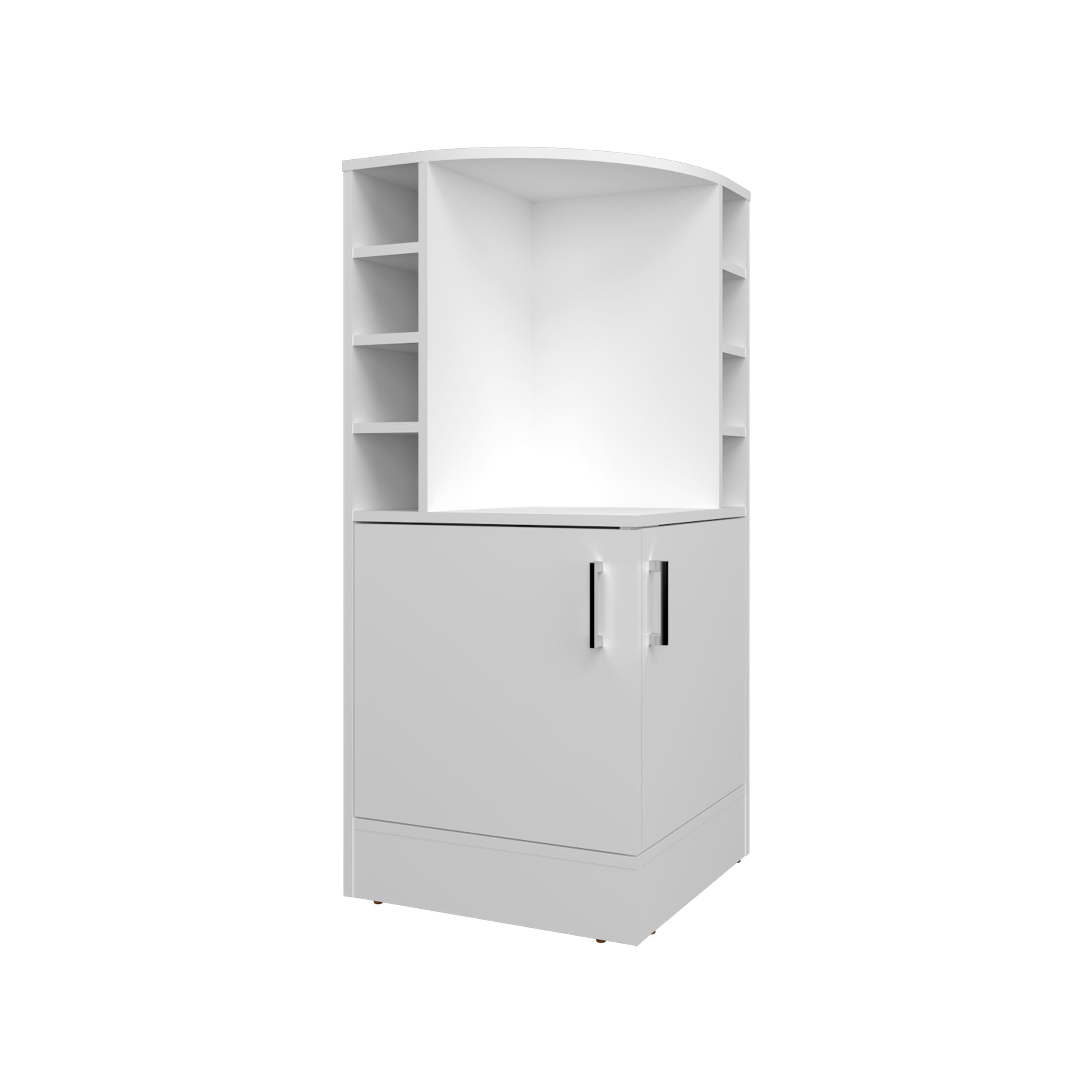 TuHome - Jakes 42" Tall Corner Bar Cabinet With Eight Wine Bottle Cubbies And Double Door Cabinet, Bar Room - White