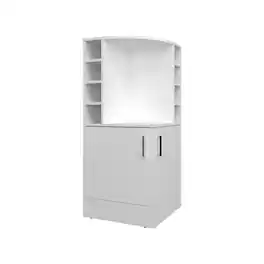 TuHome - Jakes 42" Tall Corner Bar Cabinet With Eight Wine Bottle Cubbies And Double Door Cabinet, Bar Room - White