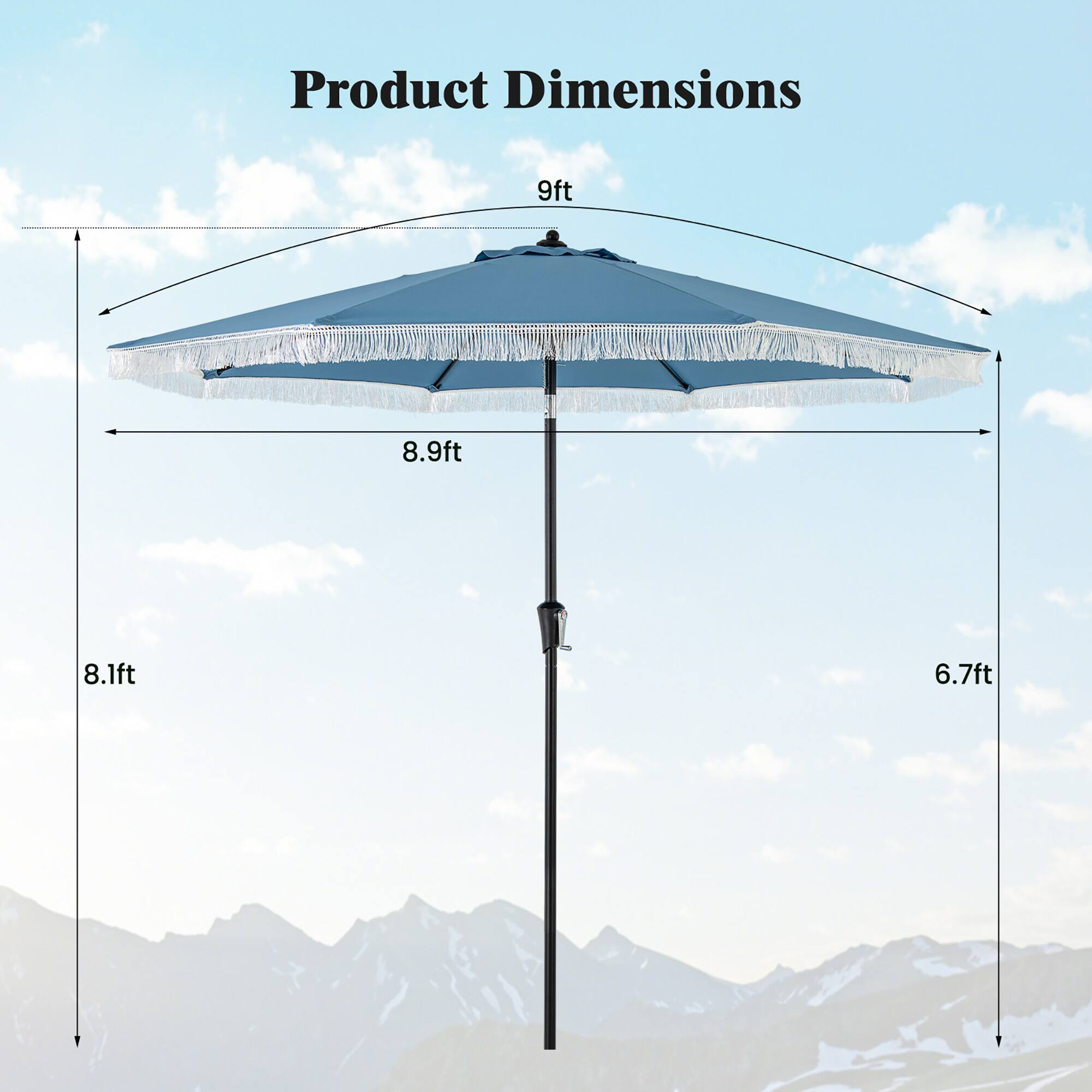 Product Dimensions: 9ft, 8.9ft, 8.1ft, 6.7ft