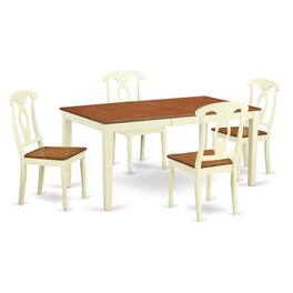 East West Furniture - 5 PcTable and Chairs set for 4-Table and 4 Dining Chairs - Buttermilk & Cherry