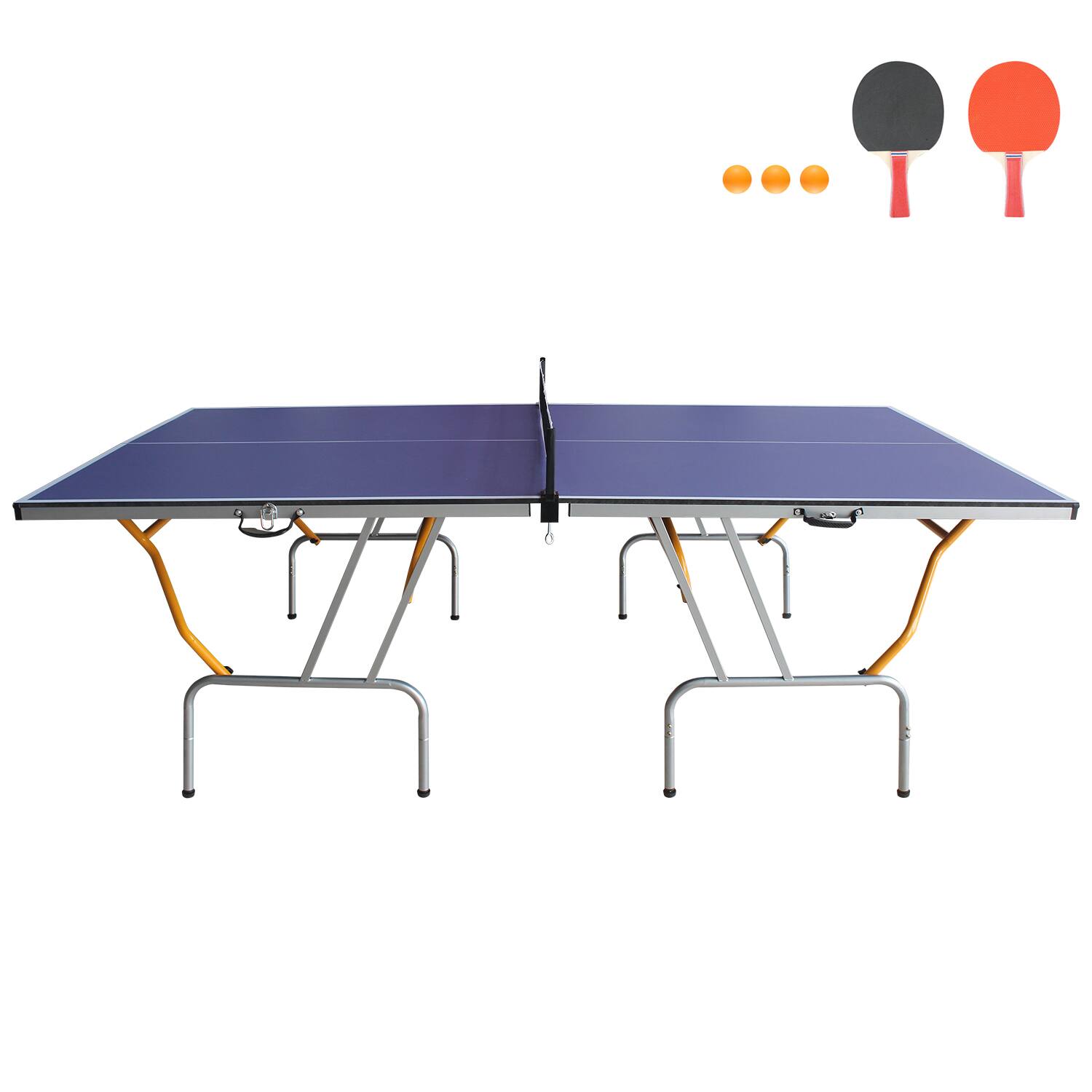 Alt View 1. APRILSOUL - Mid Size Table Tennis Table Foldable Portable Ping Pong Table Set Indoor Games Net Paddles Balls - Blue.
