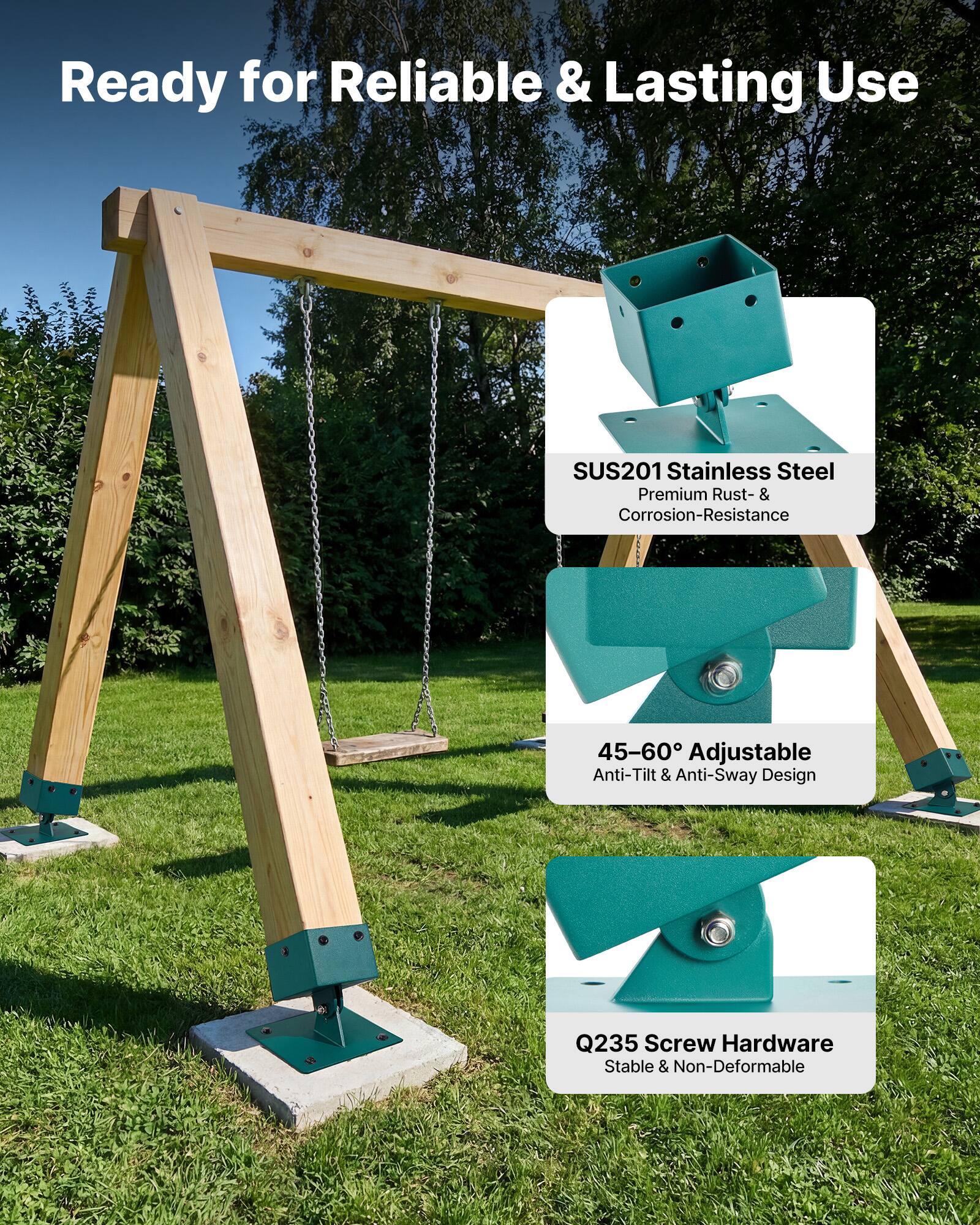 Ready for Reliable & Lasting Use

- SUS201 Stainless Steel
  - Premium Rust- & Corrosion-Resistance

- 45-60° Adjustable
  - Anti-Tilt & Anti-Sway Design

- Q235 Screw Hardware
  - Stable & Non-Deformable