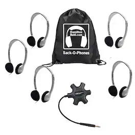 HamiltonBuhl - Galaxy Econo-Line of Sack-O-Phones with 5 Personal-Sized HA2 Headphones, Starfish Jackbox and Carry Bag