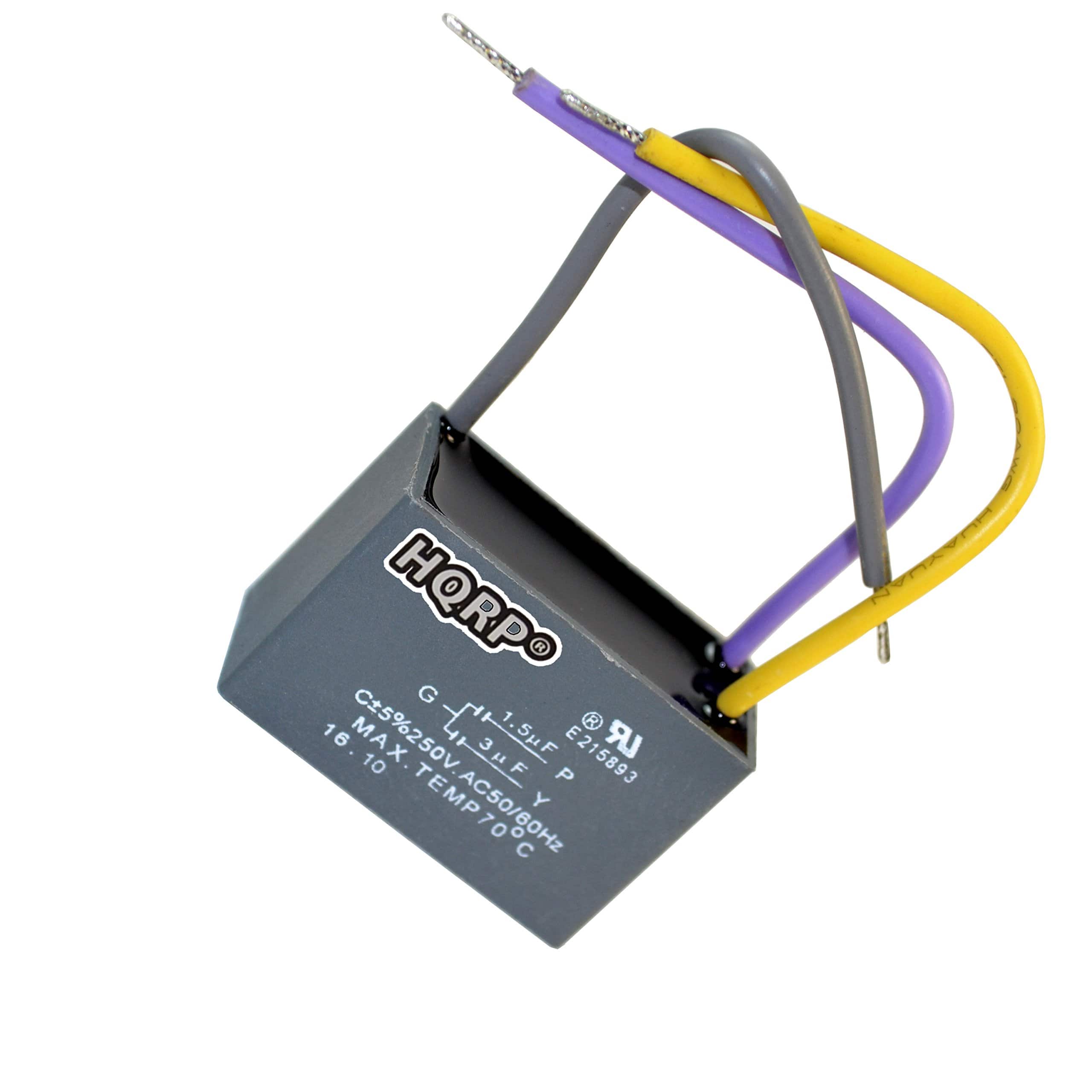 HQRP - Ceiling Fan Capacitor 1.5 uF + 3 uF 3-Wire 250 VAC UL Listed for Hampton Bay CBB61 price history on PriceWatchPro
