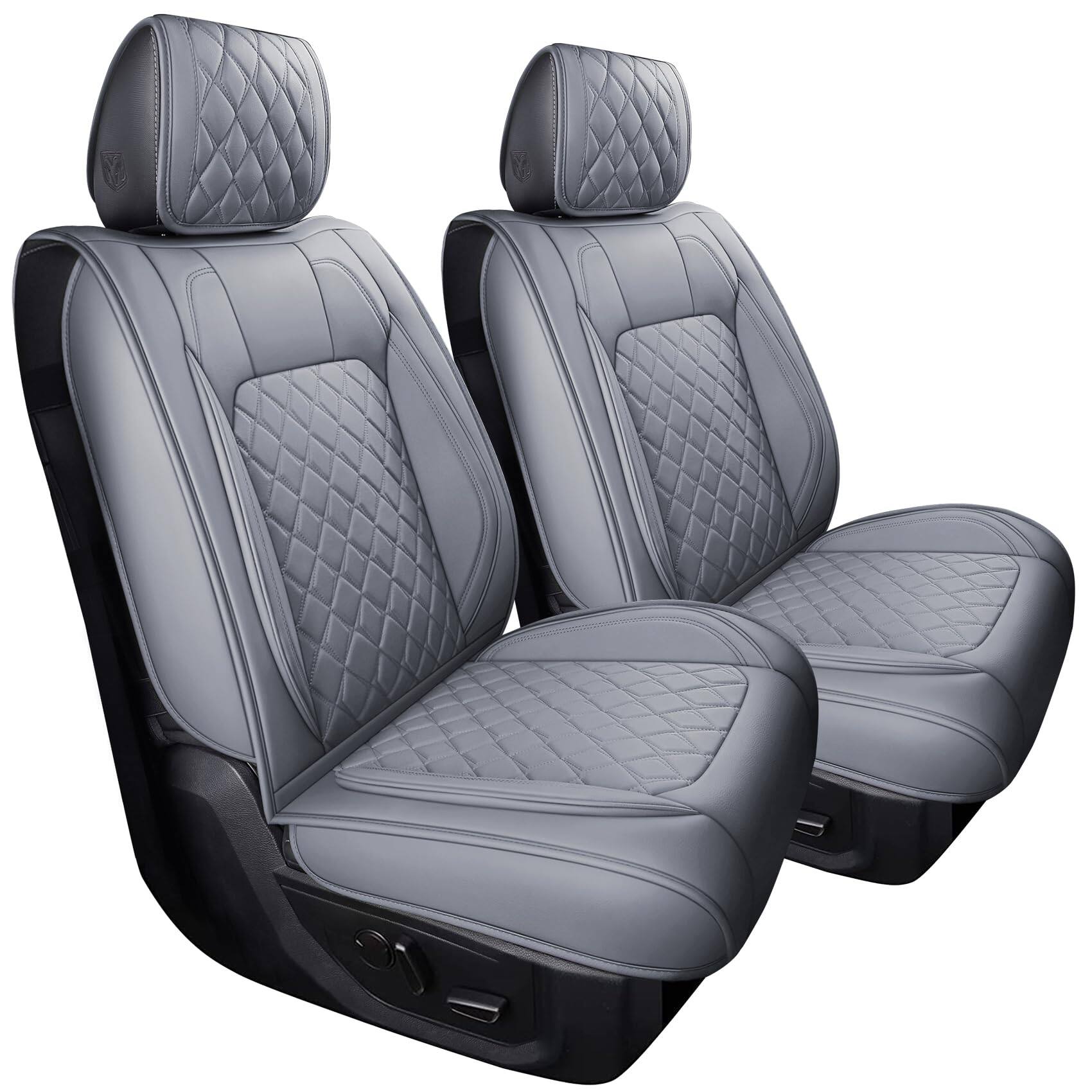 Empire DigiLabs - Ram Car Seat Covers Front Pair Waterproof Leather Custom Fit Quad Regular Cab Truck Pickup Compatible With - Grey 4 Pack-Small