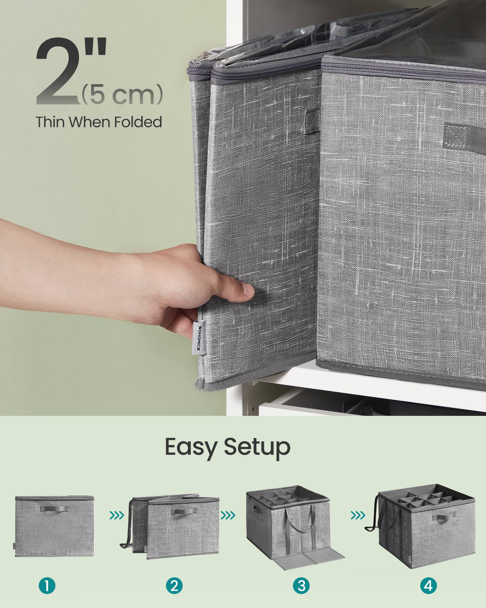 2" (5 cm) Thin When Folded  
Easy Setup  
1 2 3 4