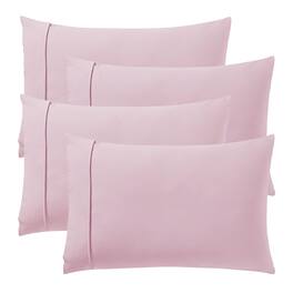 Sweet Home Collection - Solid Flannel Pillowcases (Set of 4), Ultra Soft, Standard - Pale Pink