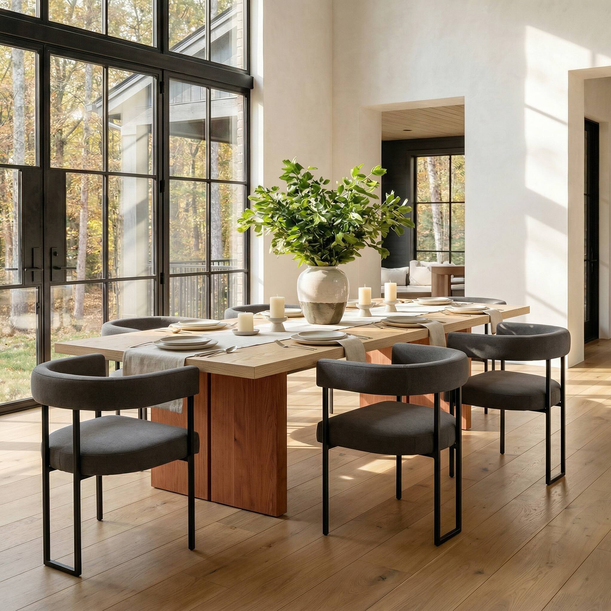 Alt View 8. Homsee - 84" Two-Tone Wood Veneer Dining Table & Office Desk – Large 330LBS Capacity for Home, Kitchen, Workstation - Wooden.