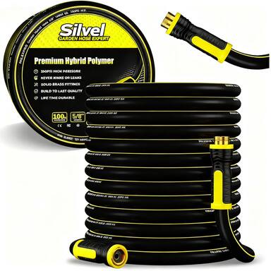 Silvel - Garden Hose 5/8 in x 100 ft, Heavy Duty Garden Water Hose, 3 Layer Burst Proof , Water Hose 250 Psi - 100FT