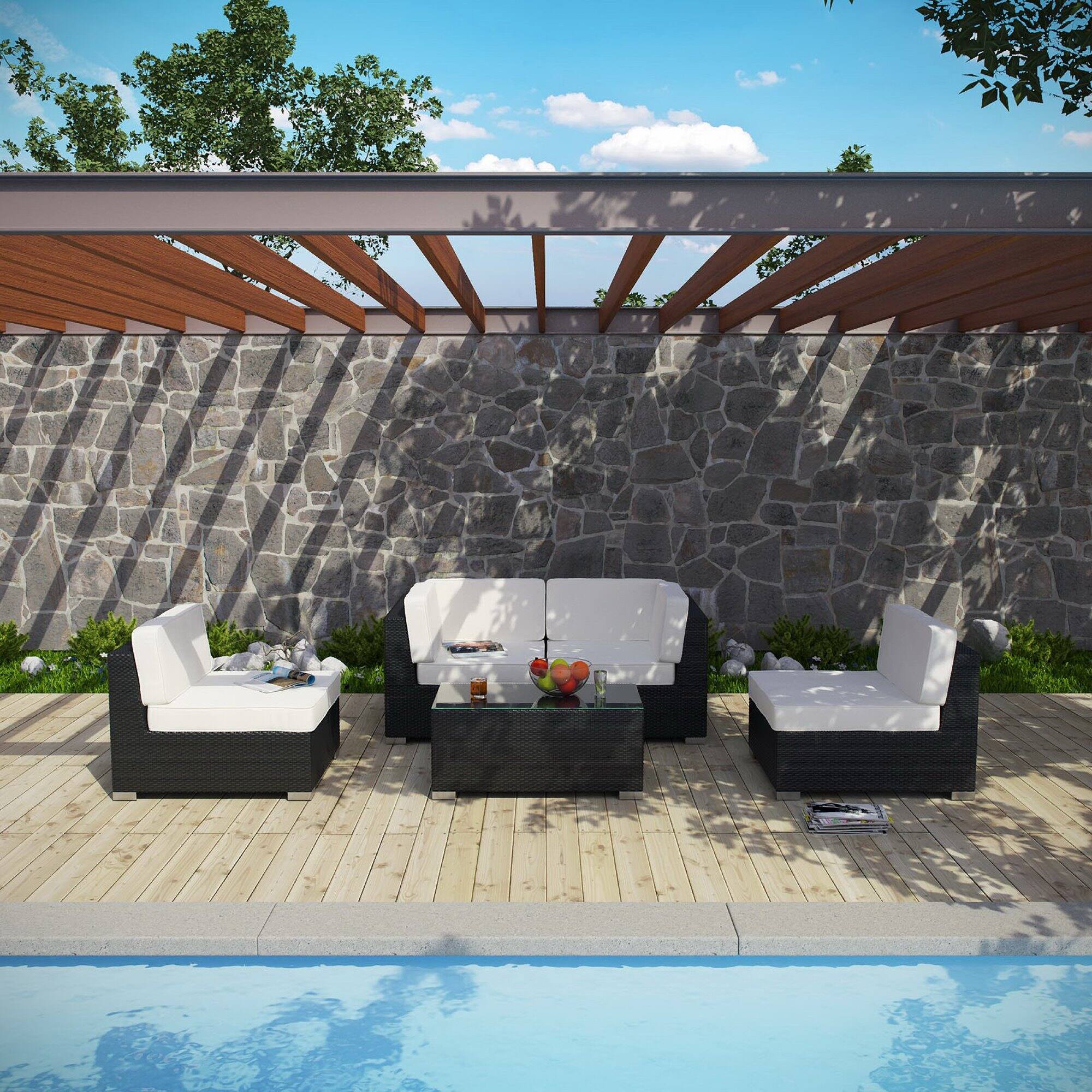 Left. Modway - Camfora 5-Piece Outdoor Sectional Set - Espresso White.
