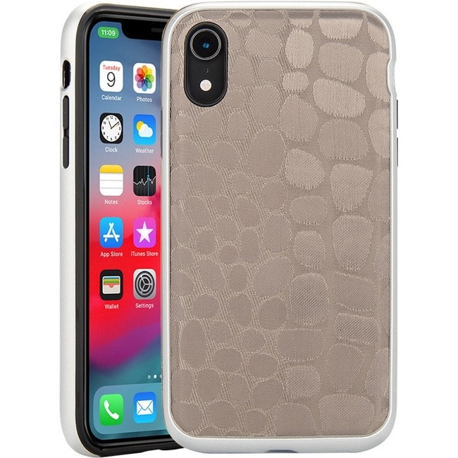 Rocstor - Alligator Kajsa iPhone XR Case - For Apple iPhone XR Smartphone - Crocodile - Genuine Leather, Polycarbon - Gray