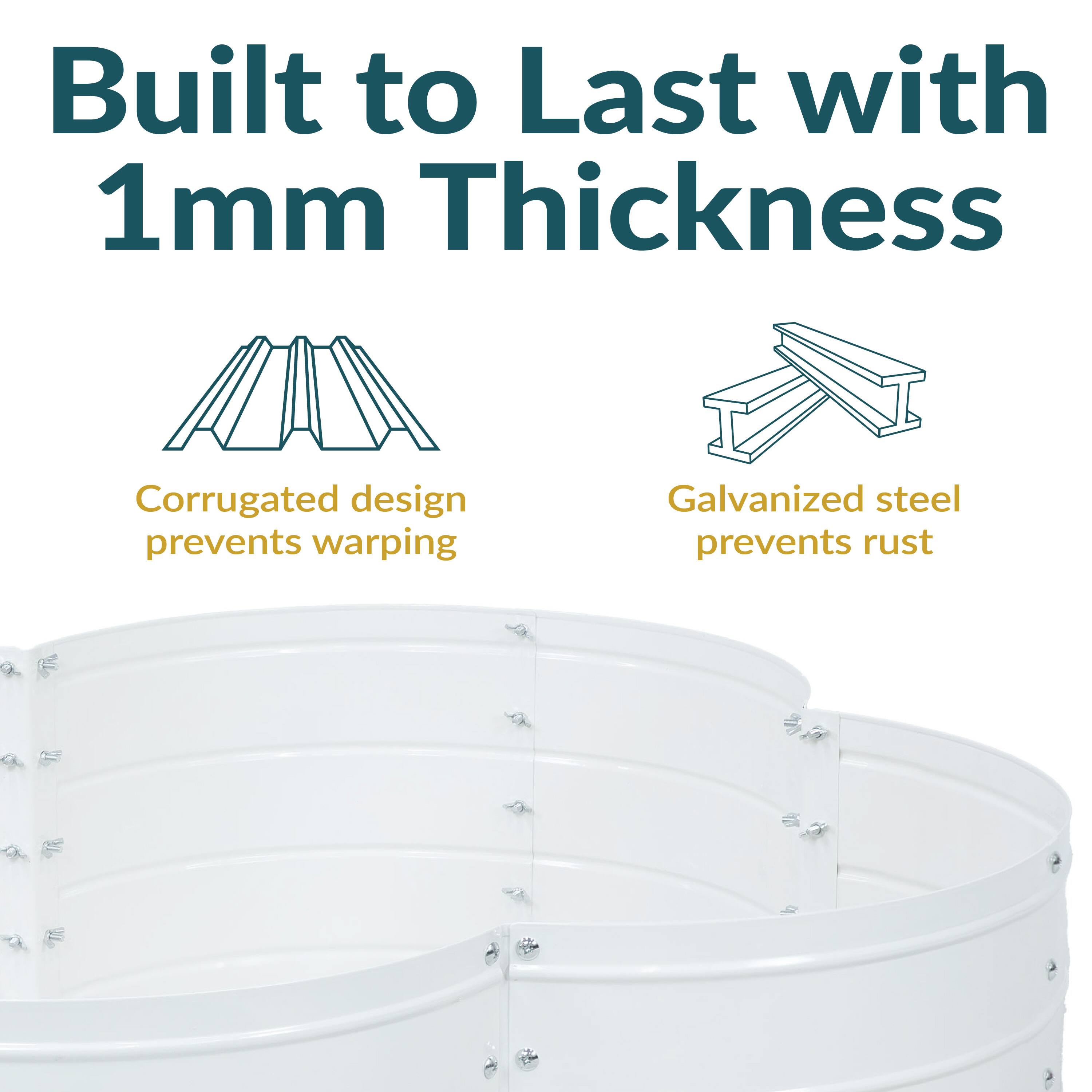 Built to Last with 1mm Thickness

- Corrugated design prevents warping
- Galvanized steel prevents rust