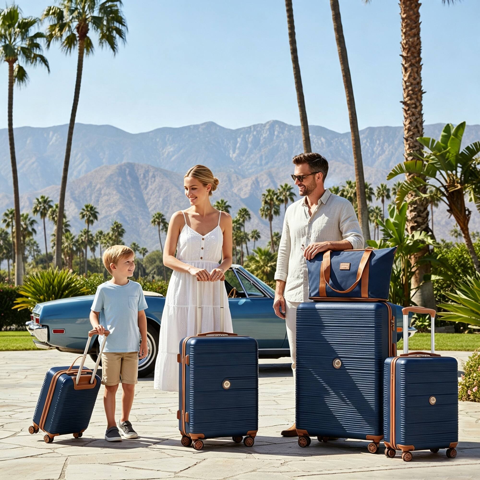 Alt View 1. Travelhouse - 6‑Piece Hardshell Luggage Set, Striped Lightweight Suitcases with TSA Lock, 360°Spinner Wheels, Duffle & Toiletry Bags - Blue.