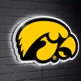 Evergreen Enterprises - Iowa Hawkeyes LED Team Logo Shaped Lighted Wall Sign - Multicolor
