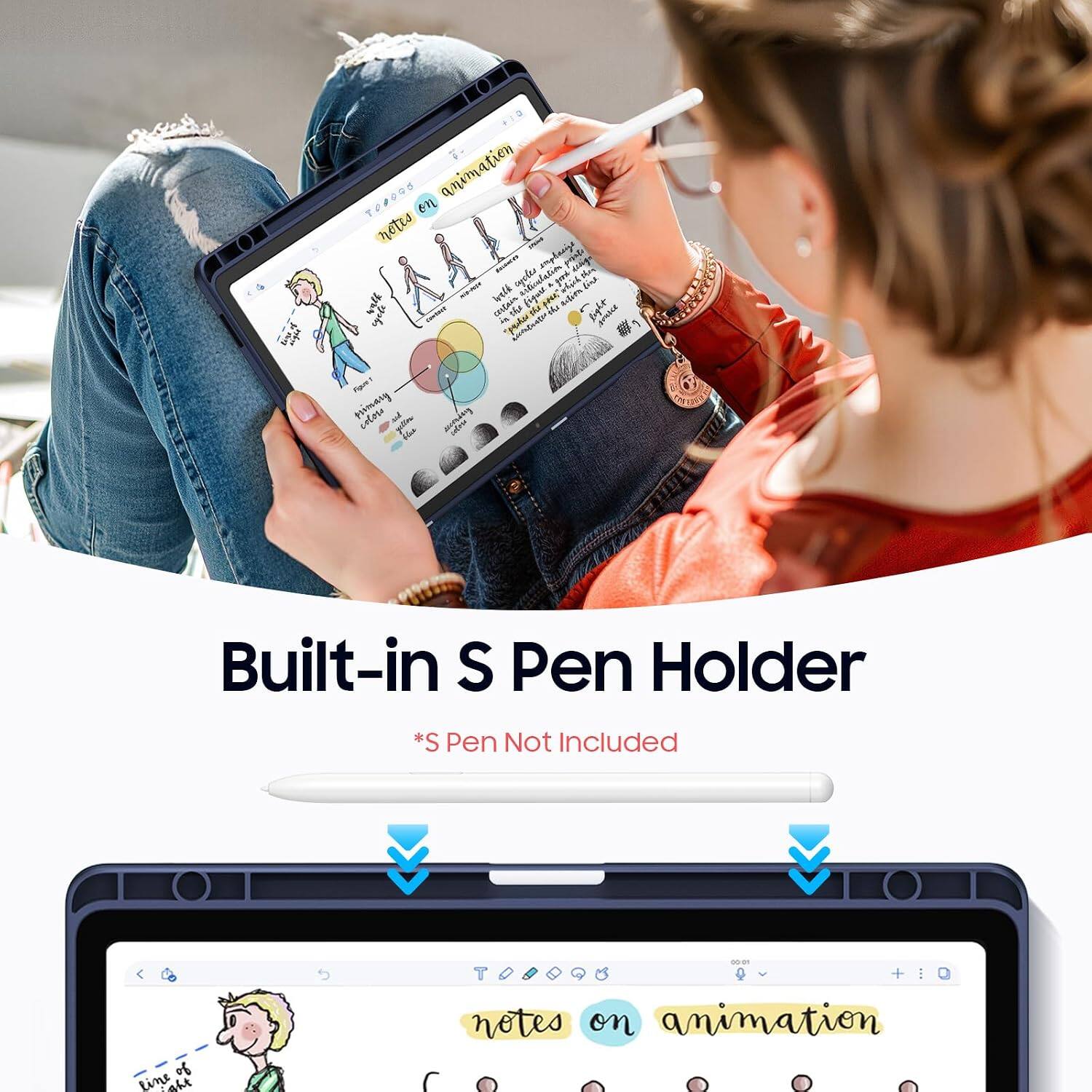 T01098 on animation ATTY notes - divaures cycles ingbasize ejused "phos mia-nope welk yesh, feat your certain the figues WIKE light eycle covesse AN produ che Figue! primary colors and fice

Built-in S Pen Holder
*S Pen Not Included

notes on animation