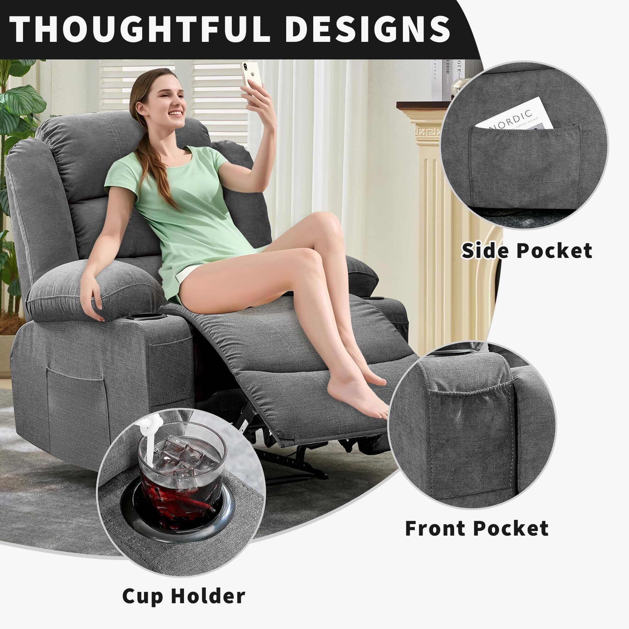 THOUGHTFUL DESIGNS

Side Pocket

Front Pocket

Cup Holder