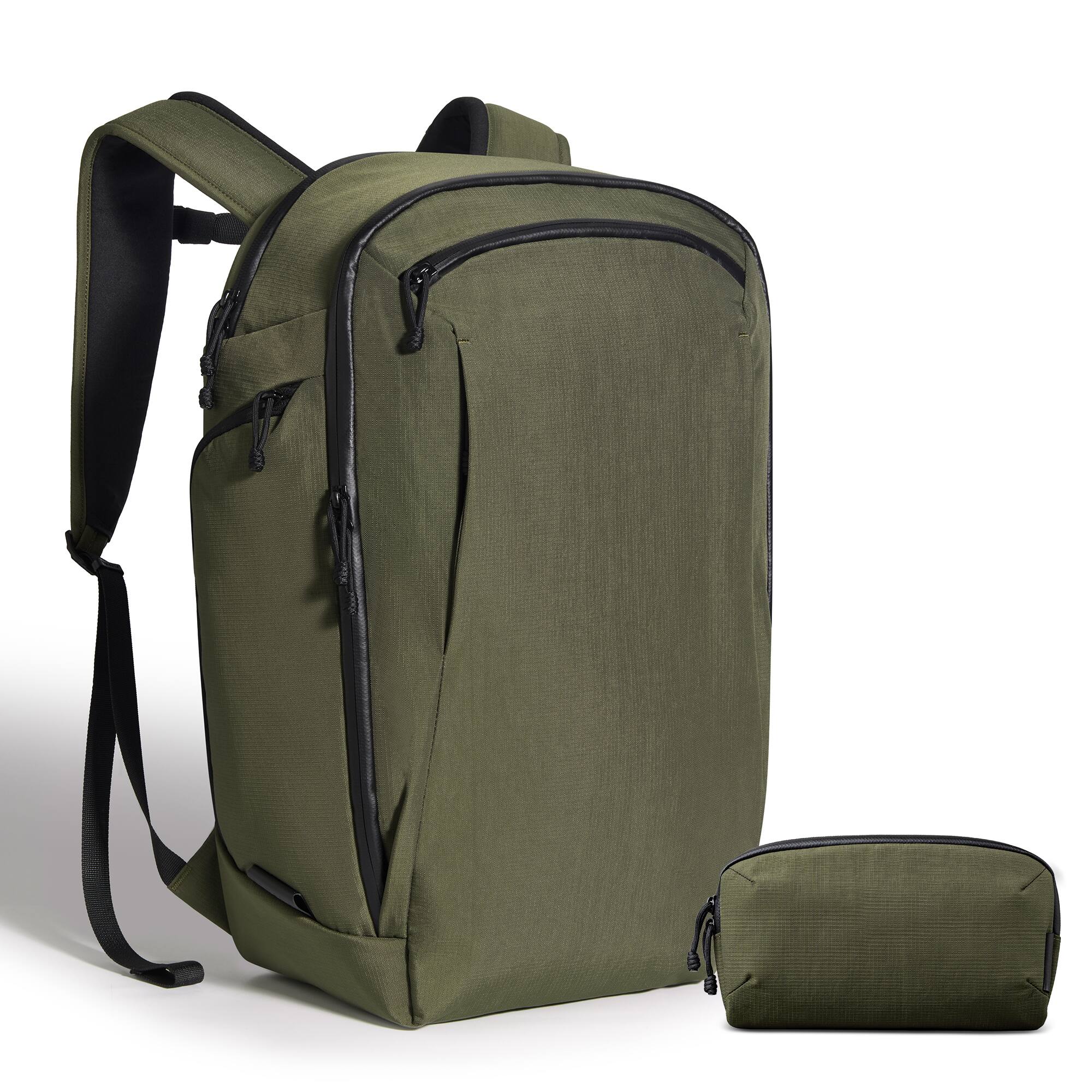Front. ALPAKA - Traverse Backpack 30L & Flight Pouch Pro  Bundle - Green Axoflux 400D Ripstop Nylon.