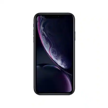 Front. Apple - iPhone XR A1984 (Fully Unlocked) 128GB w/ Pre-Installed Tempered Glass - Black.