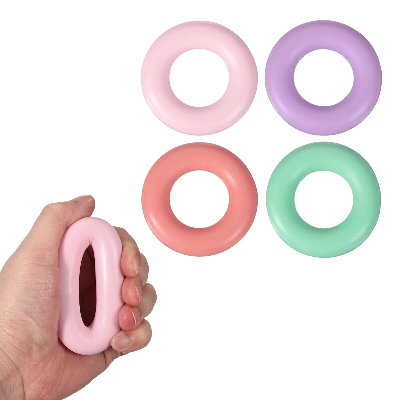 Front. Unique Bargains - 4pcs Set 2.8" 10-40LB Pro Hand Gripper - Durable Non-Slip Exercise for Athletes, Rock Climbing, Workout & Fitness - Pink, Mint Green, Orange, Green.