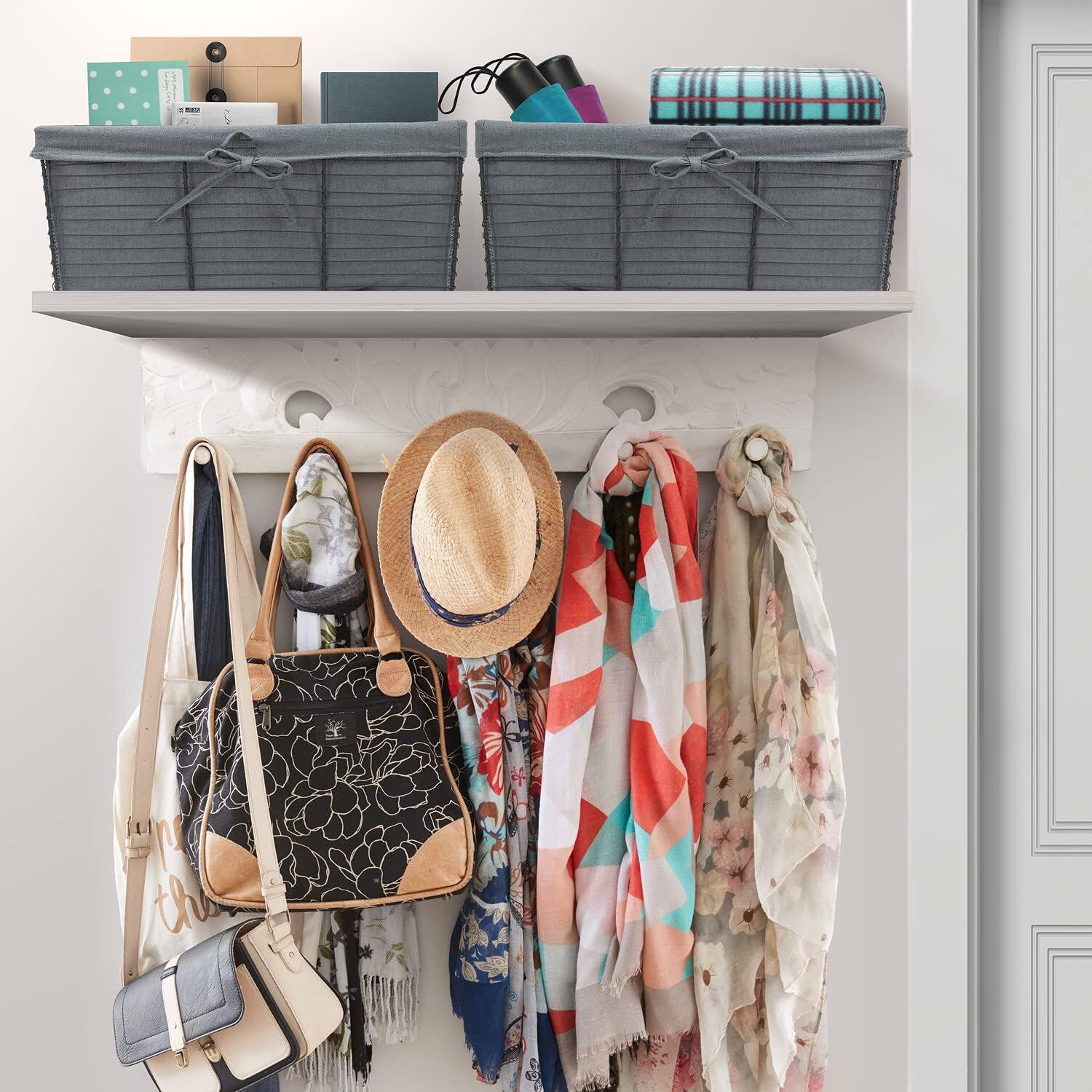 Alt View 3. Sorbus - Sorbus Wire Basket with Liner - Large Decorative Rustic Storage Set for Pantry & Bathroom - Organize Towels, Blankets - Gray.