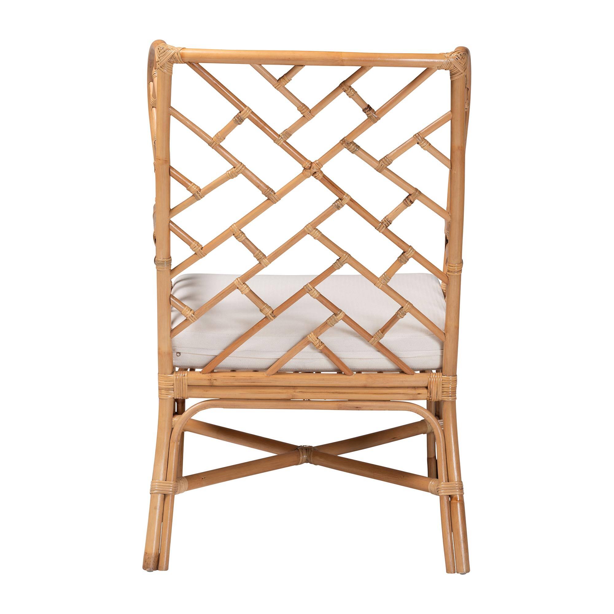 Back. bali & pari - Ray Natural Rattan Wingback Armchair with Removable Cushion - Natural Rattan.