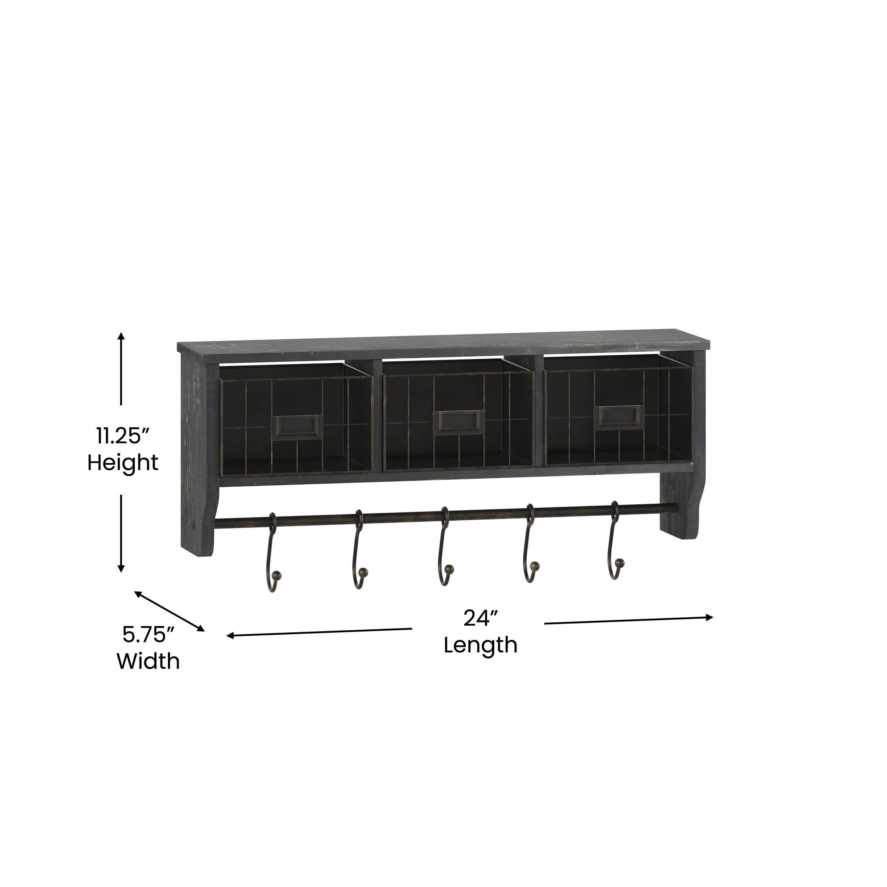 11.25" Height, 5.75" Width, 24" Length