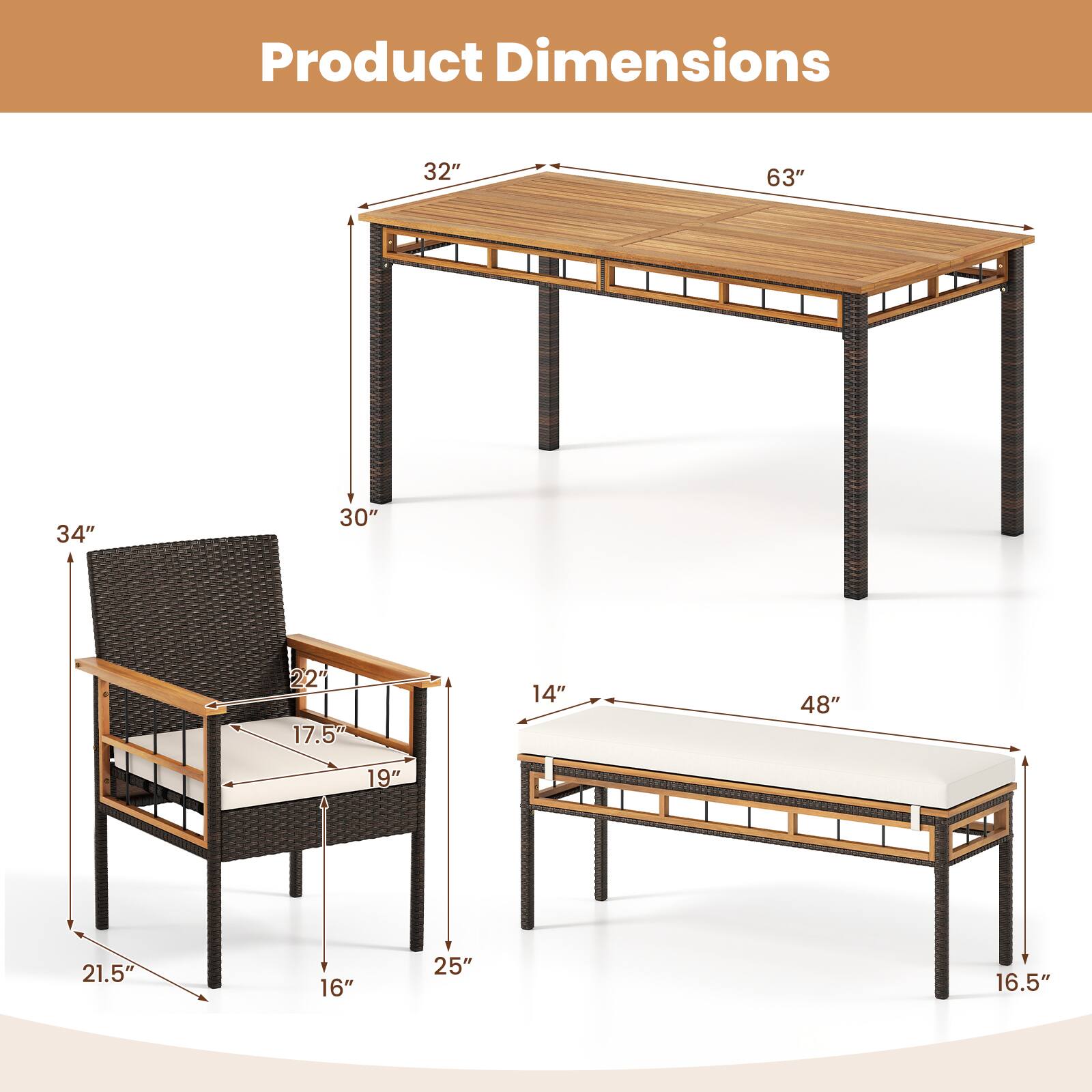 Product Dimensions: 32" x 63" x 34" x 30" x 22" x 17.5" x 14" x 48" x 19" x 21.5" x 16" x 25" x 16.5"