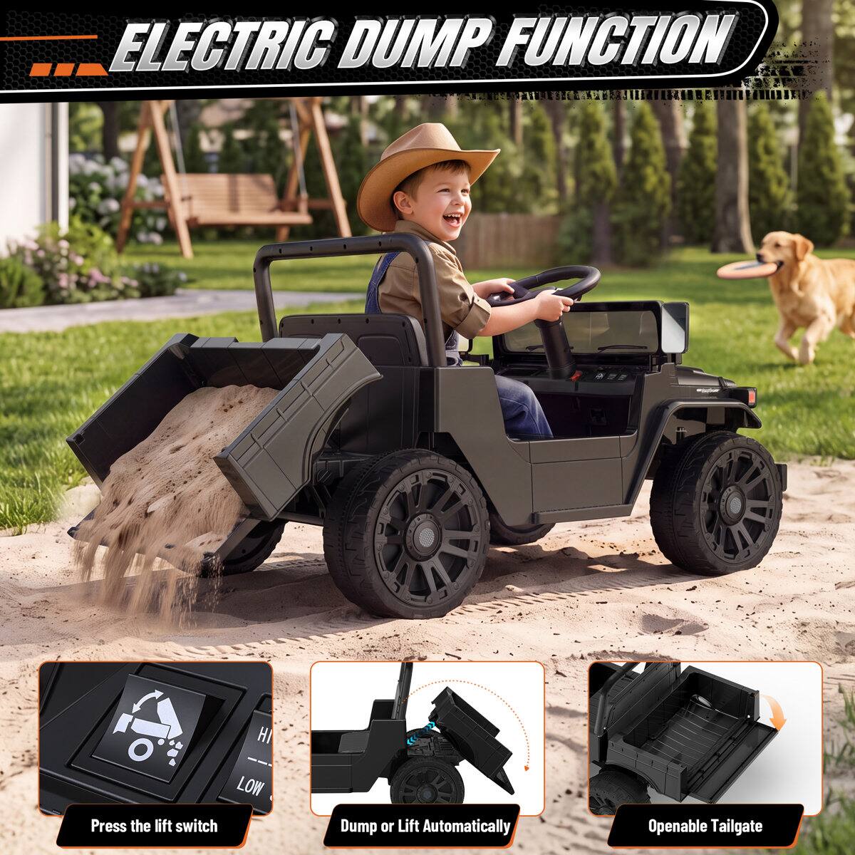 ELECTRIC DUMP FUNCTION

- Press the lift switch
- Dump or Lift Automatically
- Openable Tailgate
