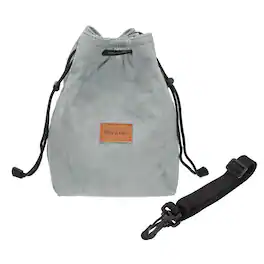 Unique Bargains - Camera Lens Pouch, M Size Drawstring Flannel Handbag with Shoulder Strap for DSLR Lens - Gray