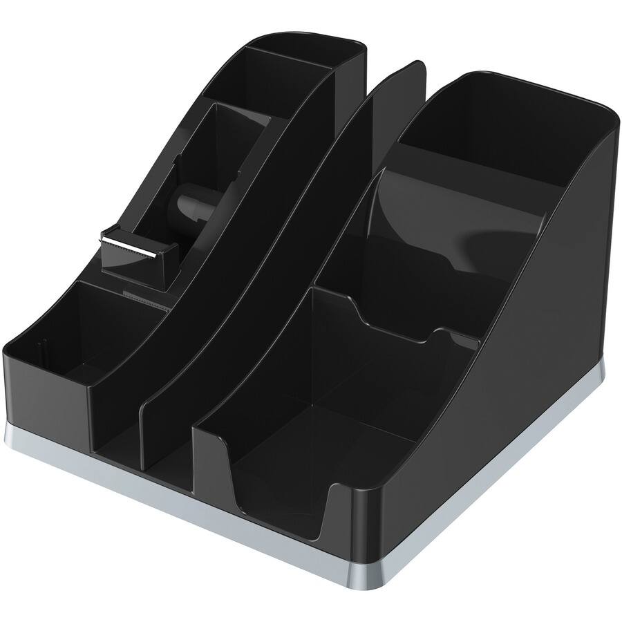 Angle. Deflecto - Deflecto Silouettes All in One Caddy 6 Compartment 5.19 x 8.13 x 9.13 Desktop Cable Management Removable Divider Silver - Silver.