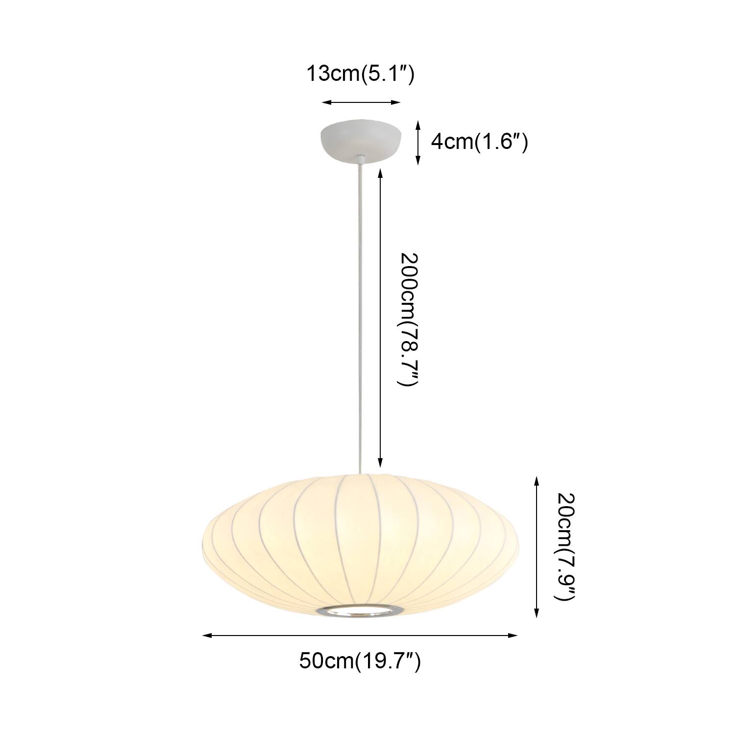 13cm(5.1") 4cm(1.6") 200cm(78.7") 20cm(7.9") 50cm(19.7")
