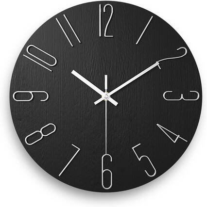 Front. Dazzed Corner - 12 inch Modern Wall Clock,Silent Clock, Wall Clocks Battery Operated - Black.