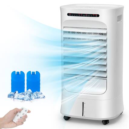 Front. Costway - 4-in-1 Evaporative Air Cooler Portable Humidifier with Timer, 3 Modes & Speeds - White.