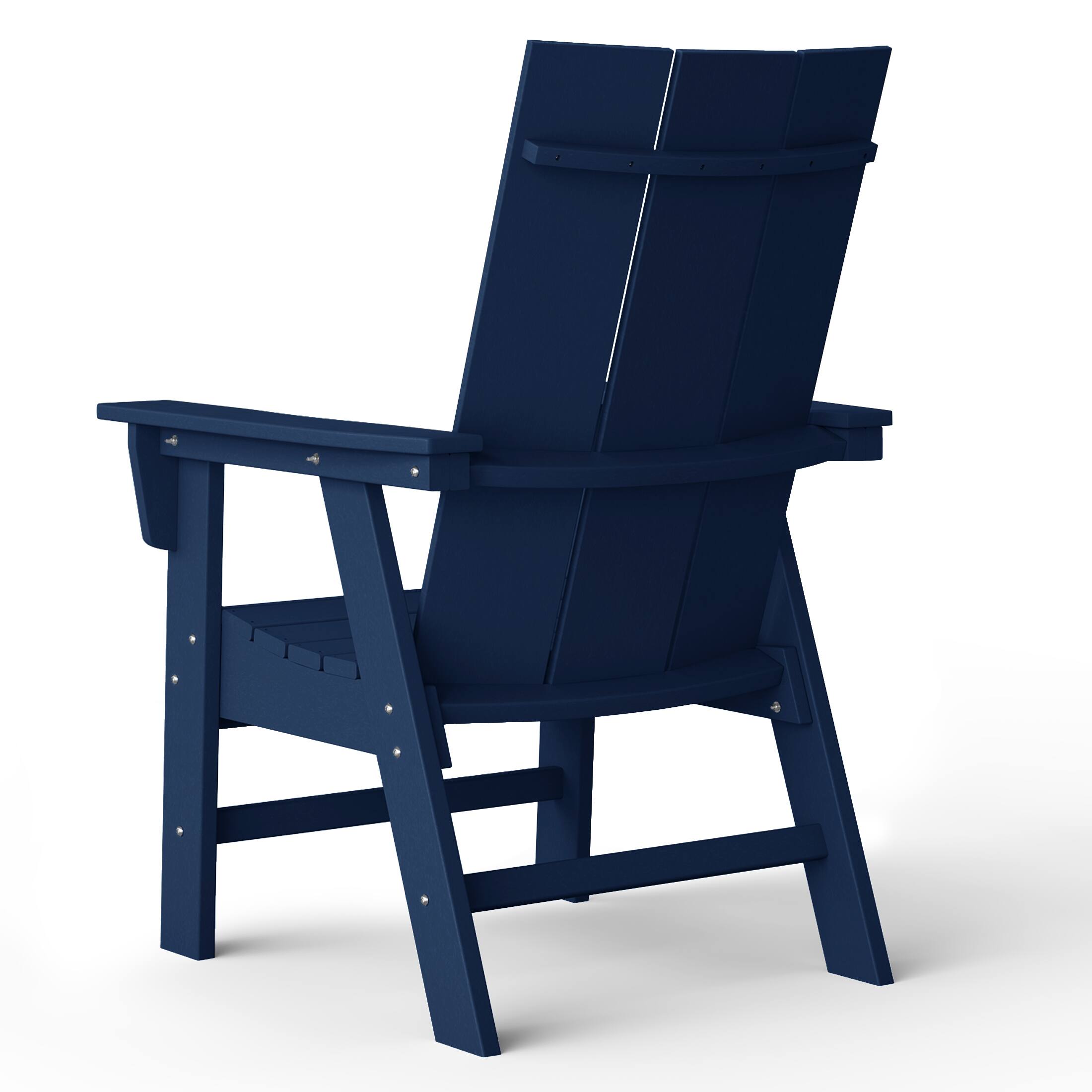 Back. WestinTrends - WestinTrends Ashore Outdoor Patio HDPE Plastic Modern Adirondack Dining Chair - Navy Blue.