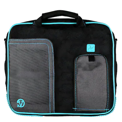 Front. Kitcheniva - Laptop Sleeve Case Shoulder Bag For 12" Laptop - Black/Aqua.
