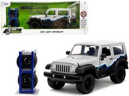 Jada - 2007 Jeep Wrangler Gray and Black with Blue and White Stripes with Extra Wheels "Just Trucks" Series 1/24 - Gray/Black