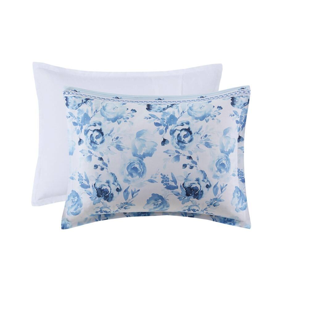 Alt View 4. Gracie Mills - Gracie Mills Alejandra Floral Striped Duvet Cover Set - Blue.