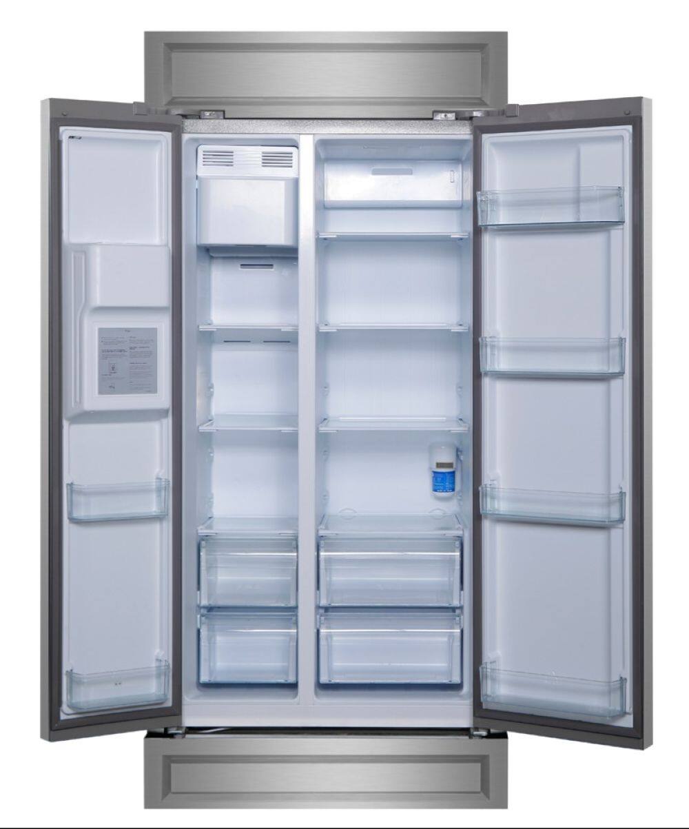 Alt View 1. Forno Appliances - Salerno 20 Cu. Ft. Built-In Side-by-Side Refrigerator with Modern Decorative Grill - Stainless Steel VCM.