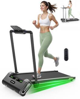 MOOSOO - 6-Level Walking Pad - Treadmill with Auto Incline, 330Lbs Capacity Compact Treadmill for Home Office, LED Display - Black