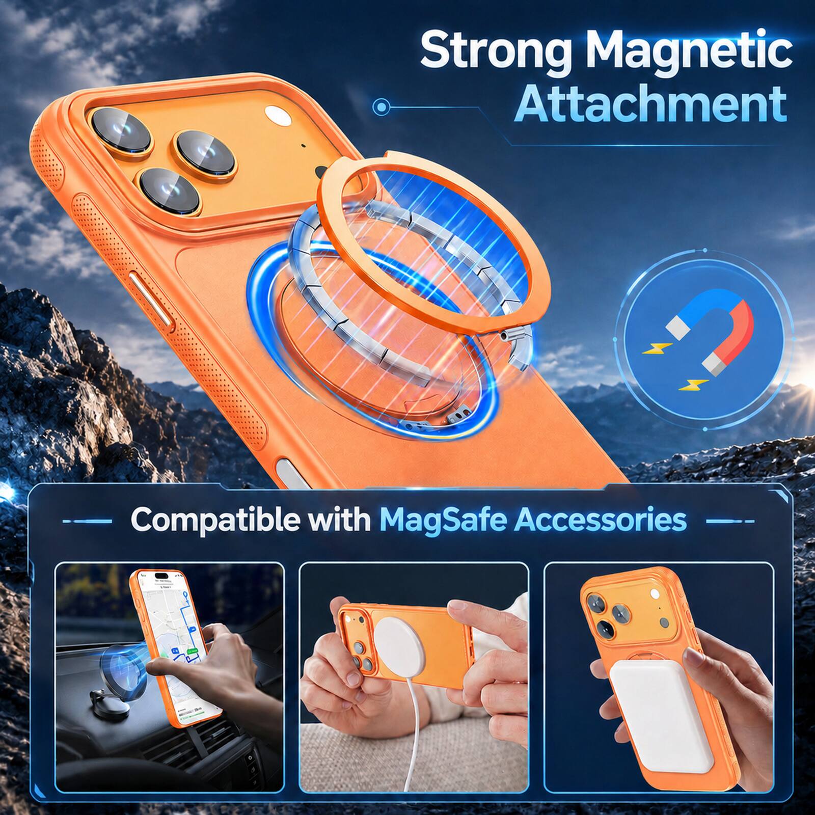 Strong Magnetic Attachment  
Compatible with MagSafe Accessories