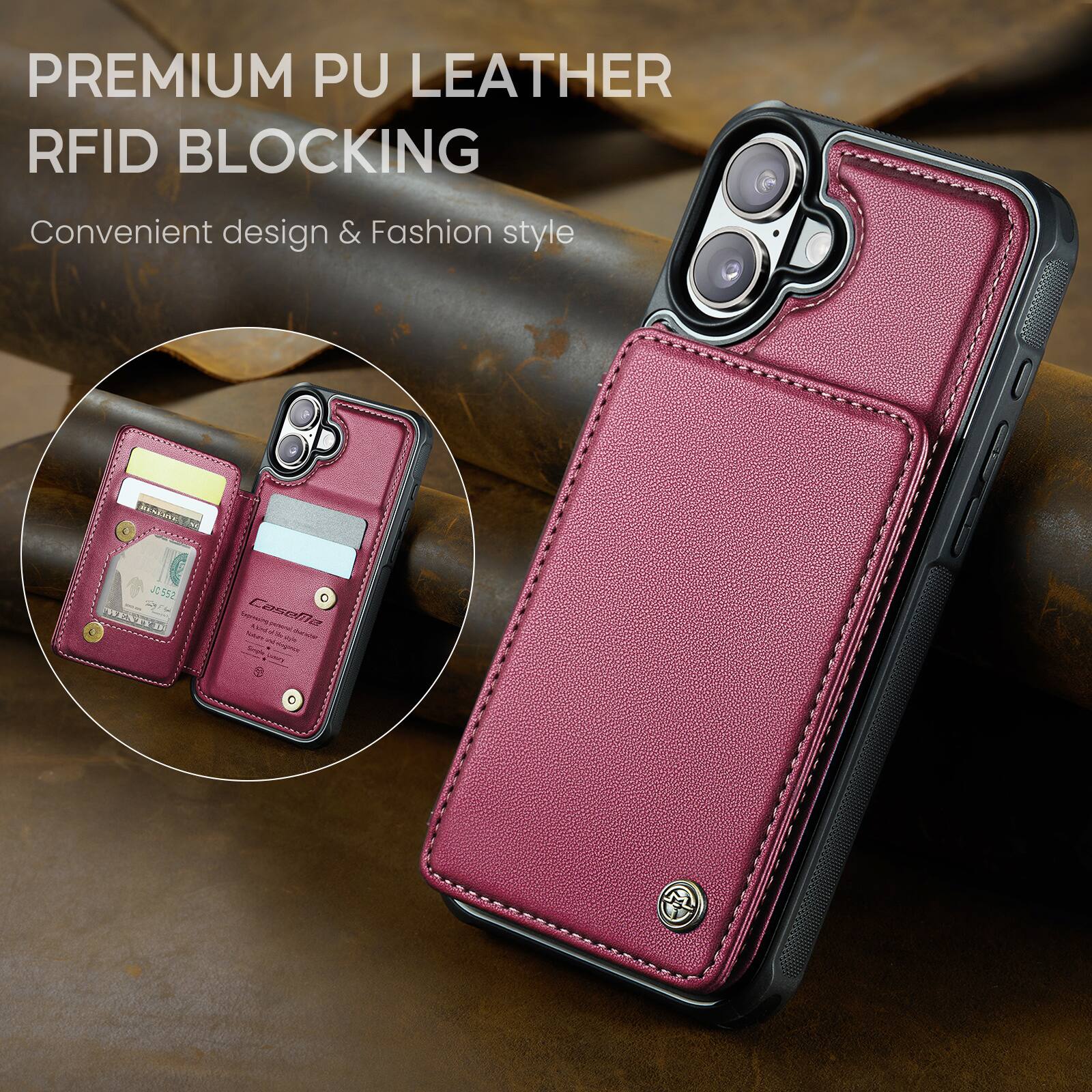 PREMIUM PU LEATHER RFID BLOCKING  
Convenient design & Fashion style