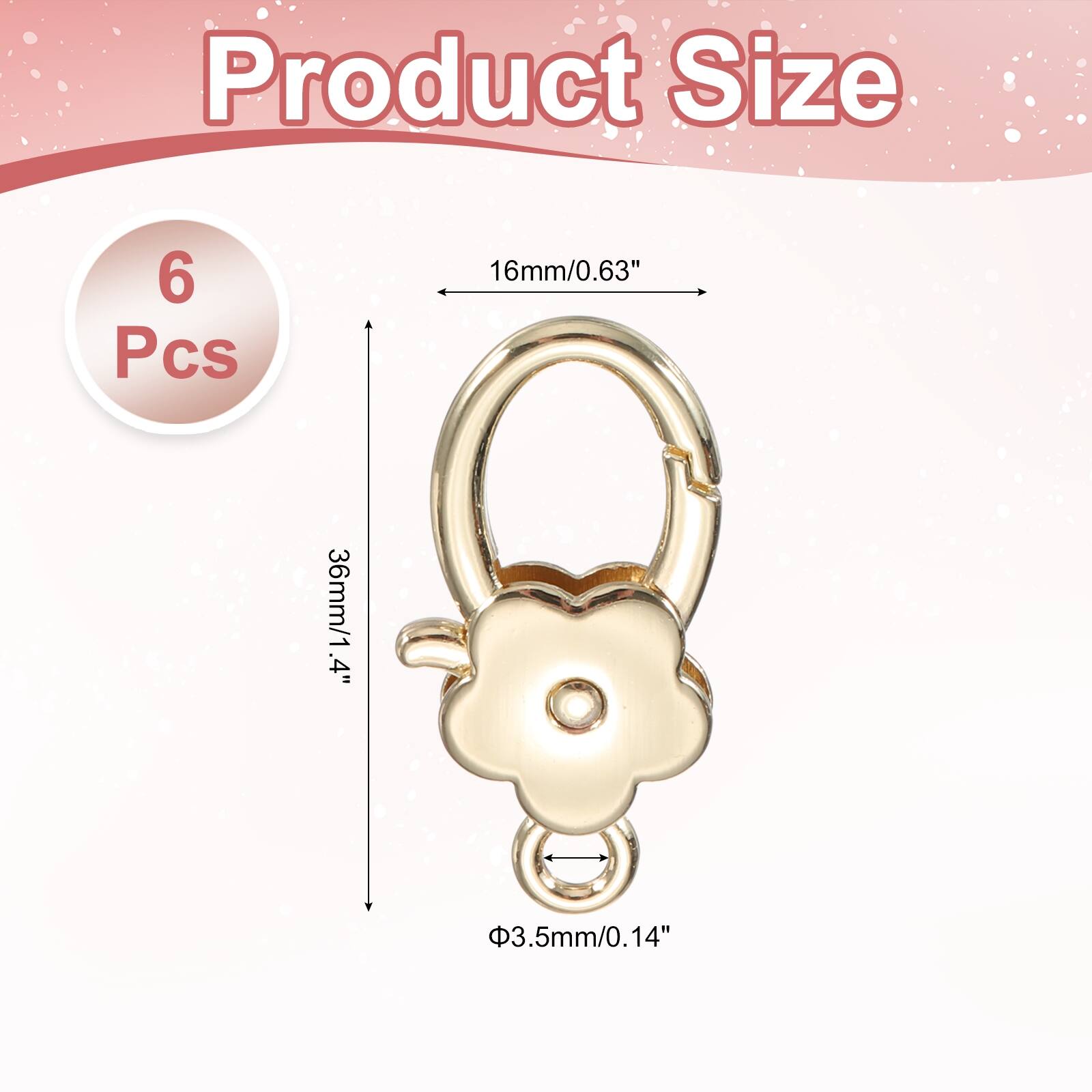 Product Size: 6 Pcs  
16mm/0.63"  
36mm/1.4"  
3.5mm/0.14"