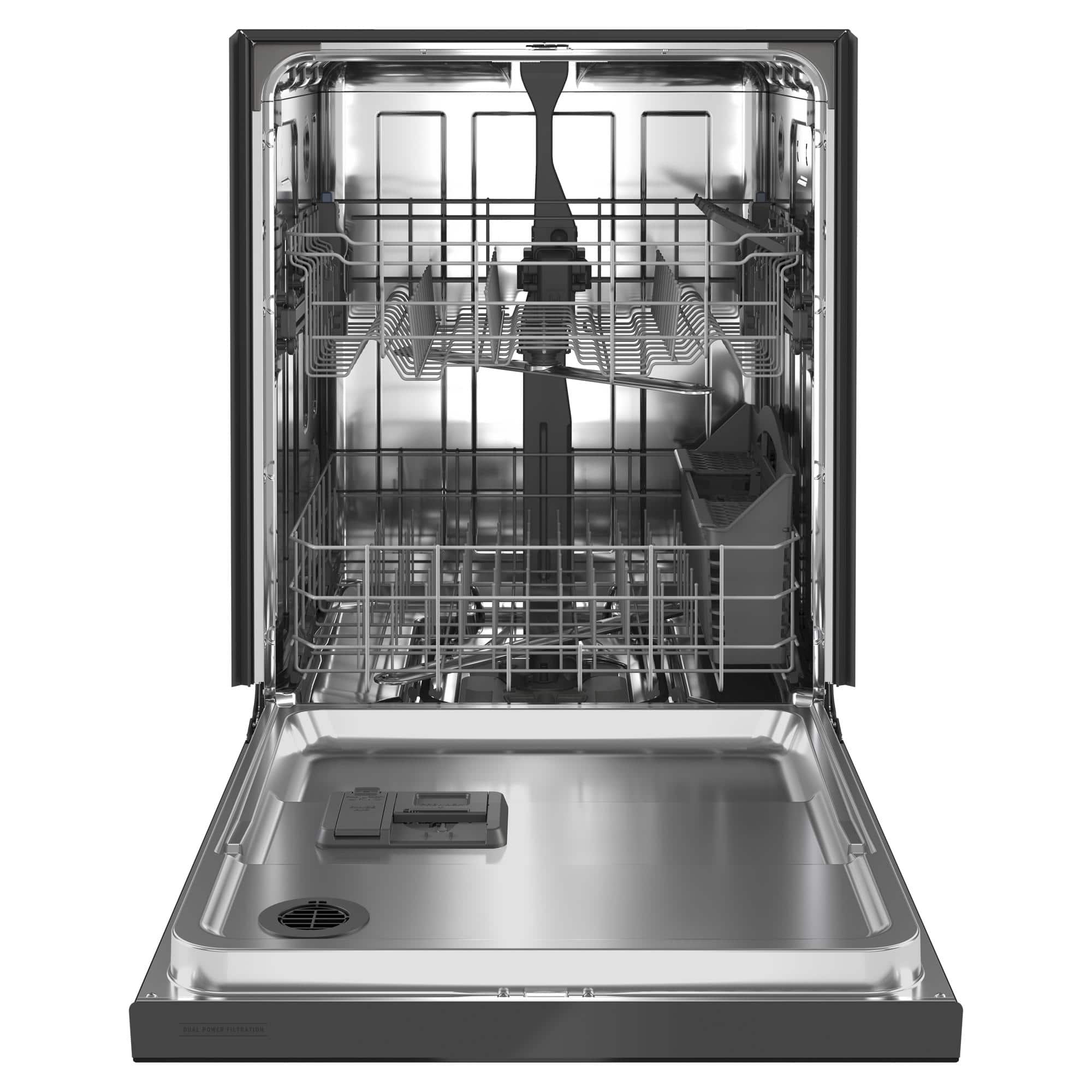 Angle. Maytag - 24" Front Control Built-In Dishwasher with Stainless Steel Tub, Dual Power Filtration, 50 dBA - Black.