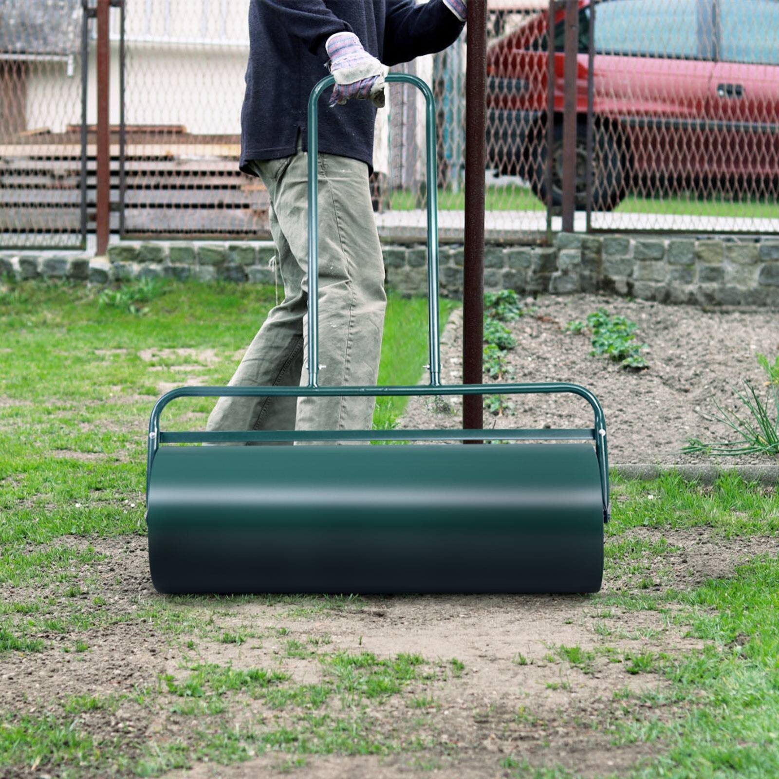 Alt View 5. Sugift - 36 x 12 Inches Tow Lawn Roller Water Filled Metal Push Roller - Green.