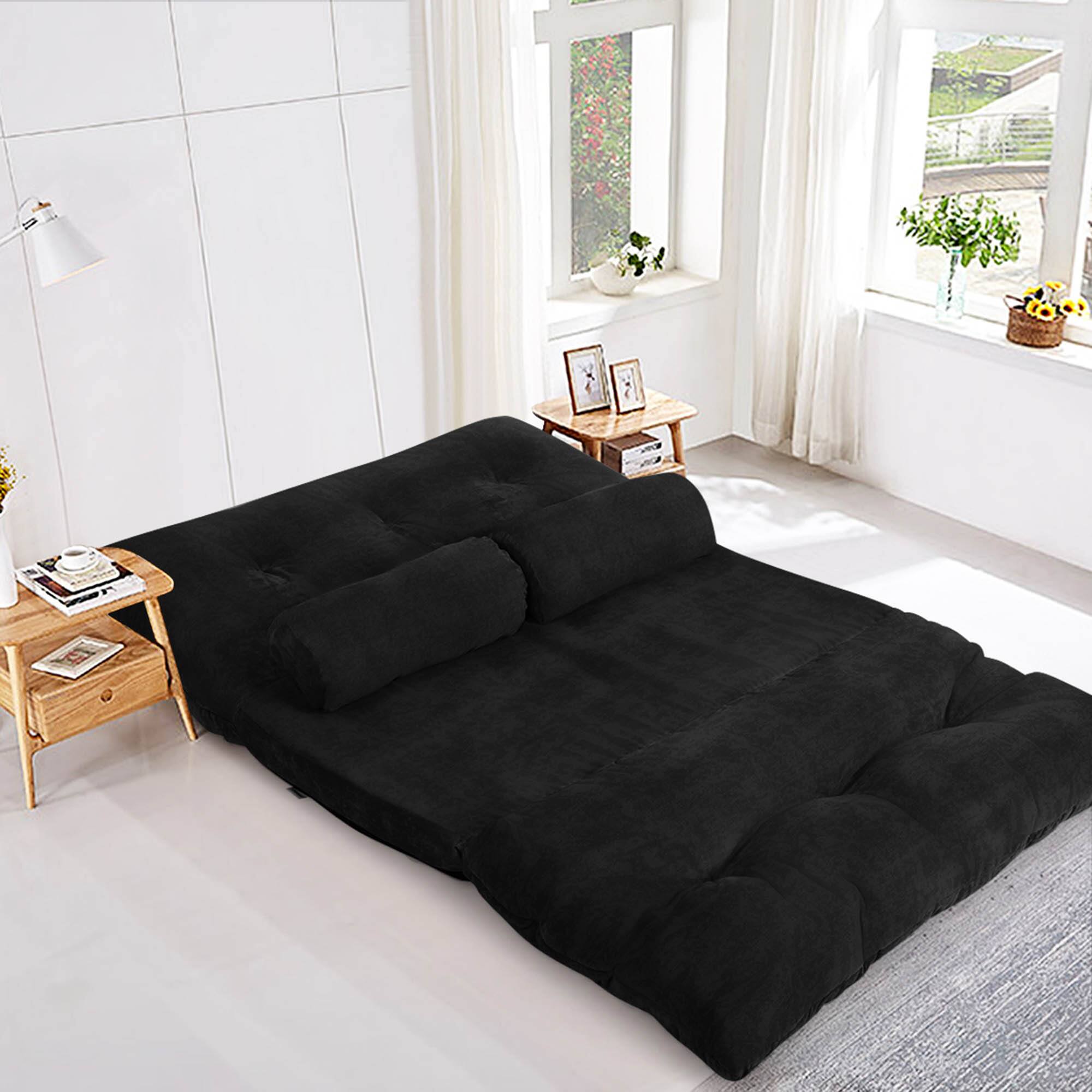 Alt View 6. Costway - Costway Floor Sofa Bed 6-Position Adjustable Sleeper Lounge Couch with 2 Pillows - Black.