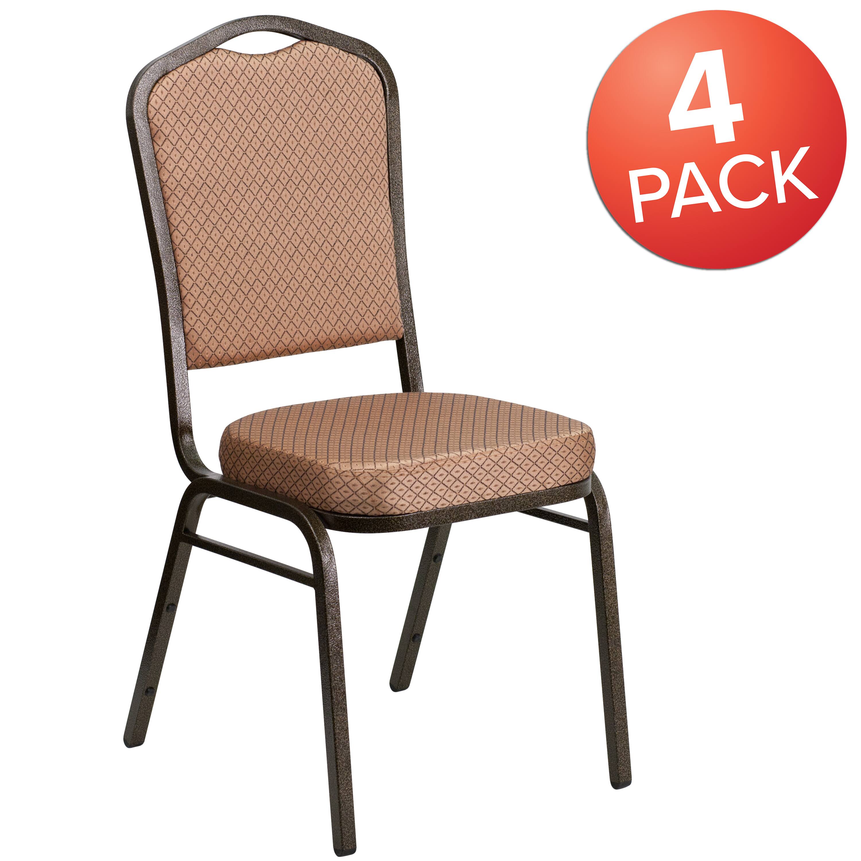 Emma + Oliver 4 Pack Crown Back Stacking Banquet Chair Gold Diamond ...