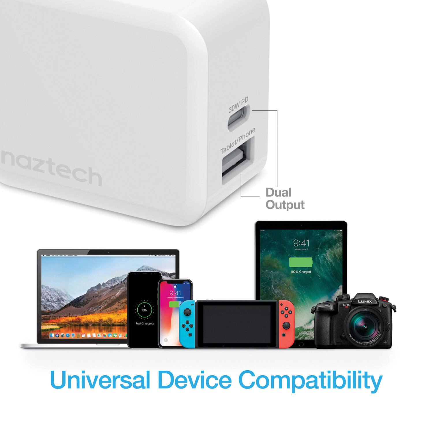 naztech PD 30W Tablet/Phone Dual Output

Universal Device Compatibility