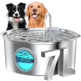GlowWise - 7L Stainless Steel Pet Fountain: Super Quiet for Large Dogs & Cats, Multi-Pet Home - stainless steels