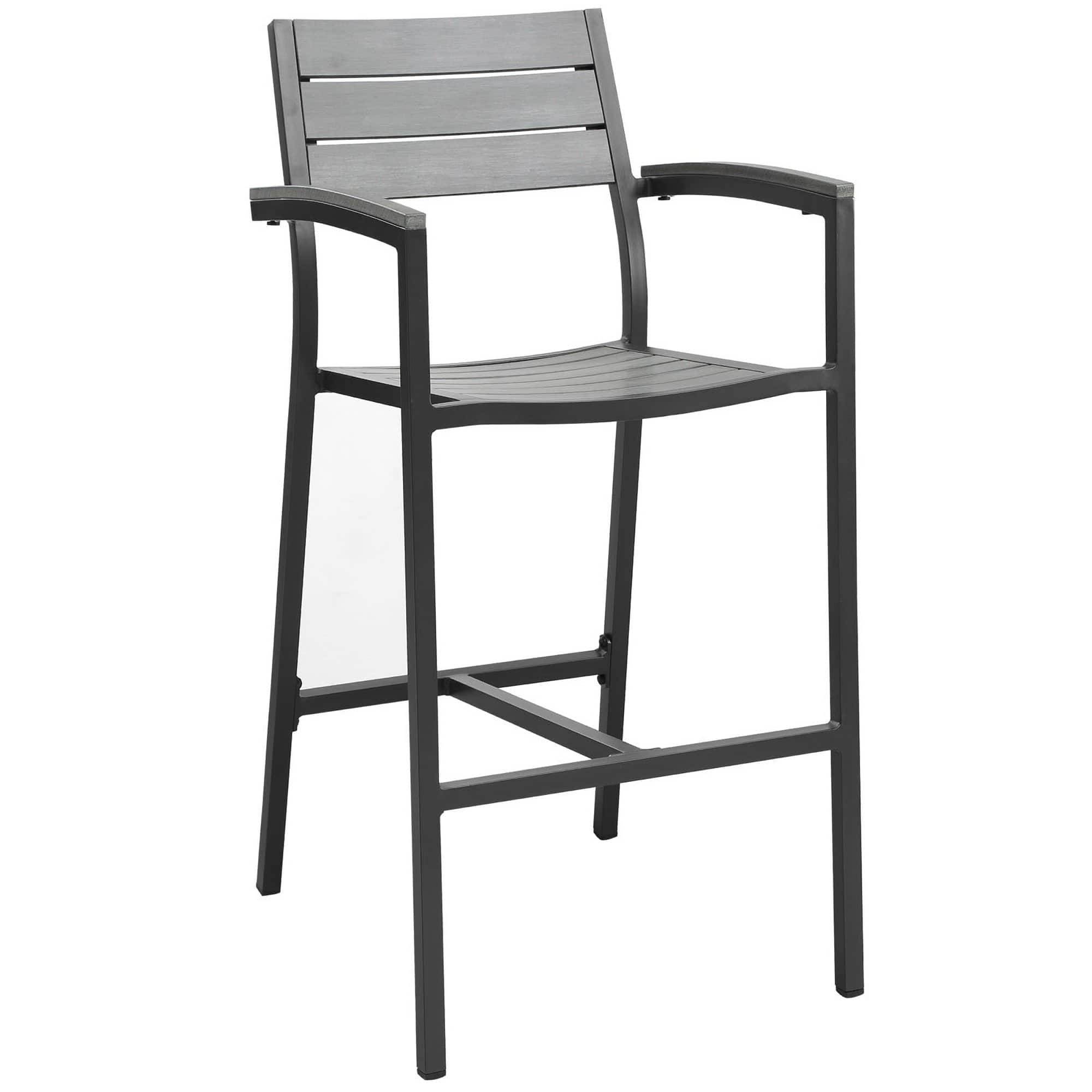 Maine Outdoor Patio Bar Stool by Modway - Brown Gray