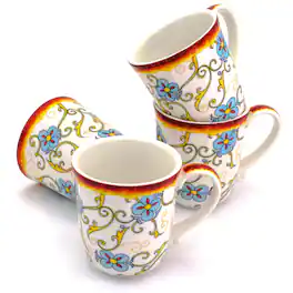 Euro Ceramica Home - Duomo Stoneware Mug Set, 4-Pack, 16 oz - Gold
